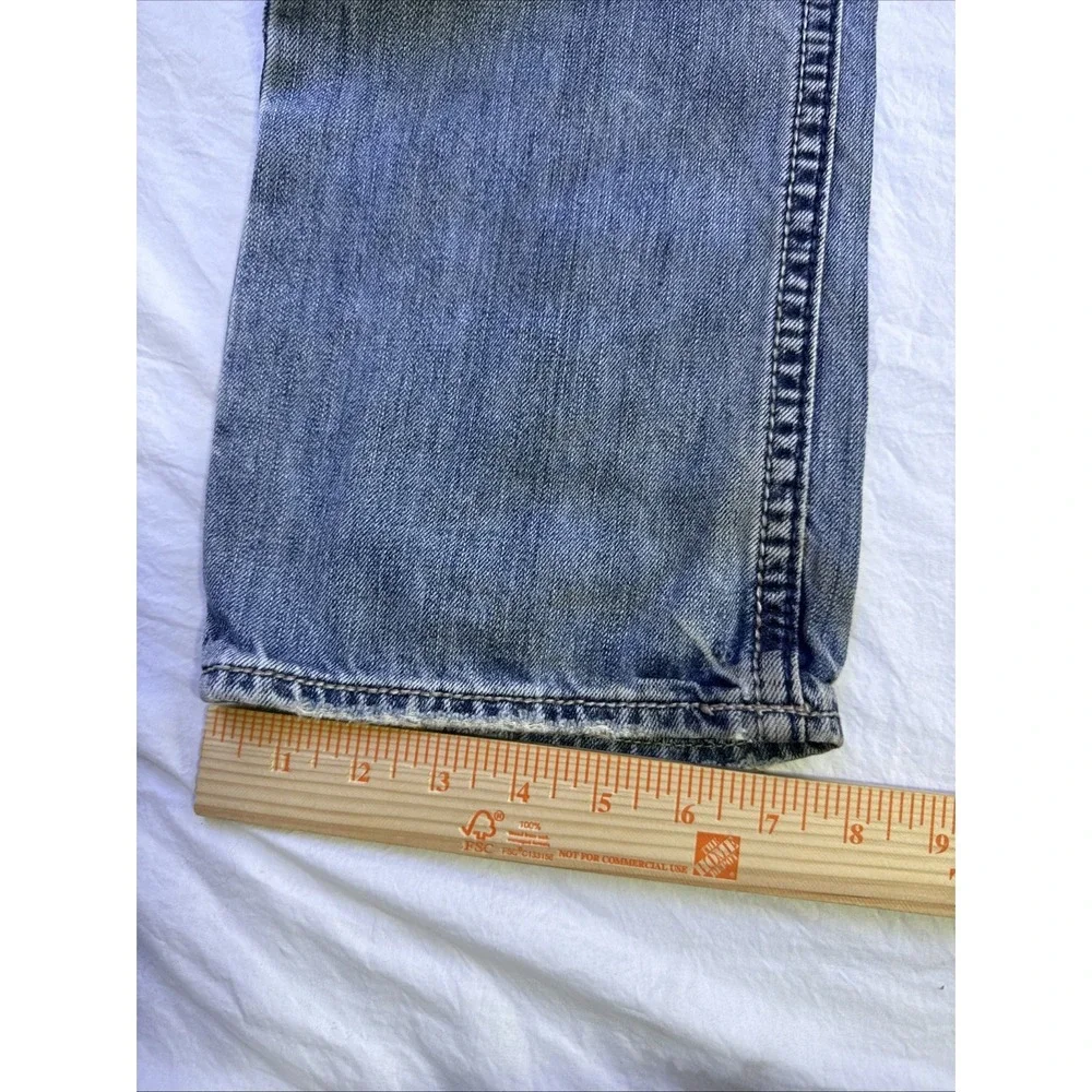 BKE Buckle Carter Straight Jeans Men 34R  Blue Fade Whiskered Western Denim
